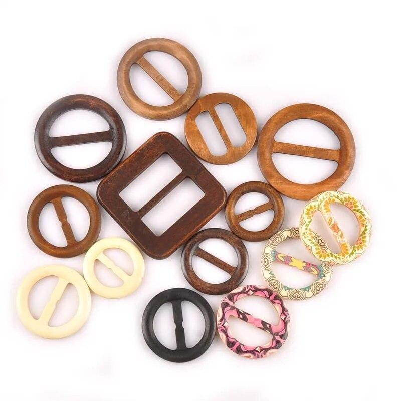 Wooden Round Ring Buckle Wood Windcoat Belt Buckles Garment Ornament Ac