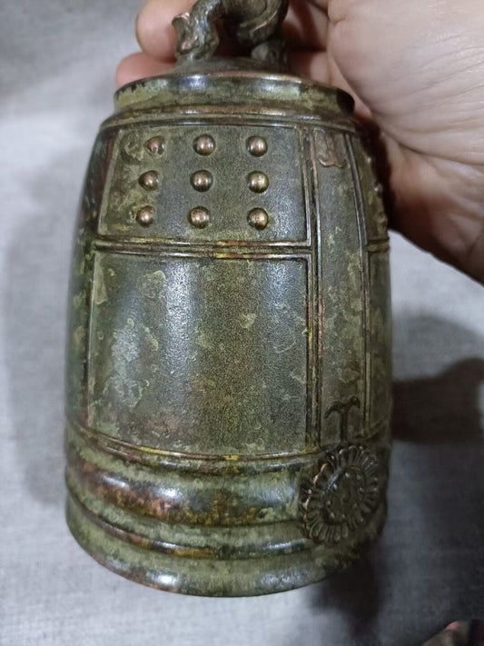 China Bronze Buddhism Temple Bell Chung Chimes Clock Statue