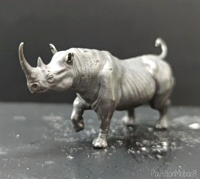 Solid Black Brass Rhinoceros Statue Animal Artwork Collection Decor
