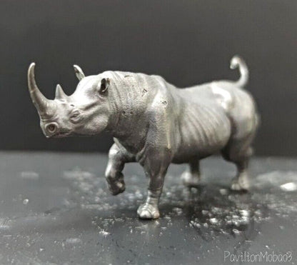 Solid Black Brass Rhinoceros Statue Animal Artwork Collection Decor