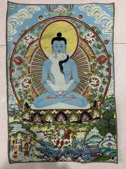 36" Tibet Tibetan Cloth Silk Samantabhadra Kuntuzangpo Adibuddha Tangka Thangka