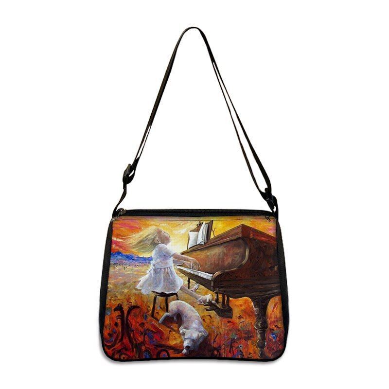Music Print Handbags Causal Shoulder Bags Crossbody Purse Satchel Messenger Bag