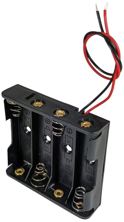 AA 4 Battery Holder with Wire Leads, Holds Four AA Batteries - for DIY / Repair