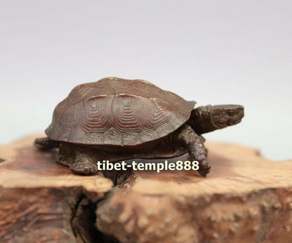 2.16" Chinese Pure Bronze Amulet Tortoise Turtle longevity Fengshui Sculpture
