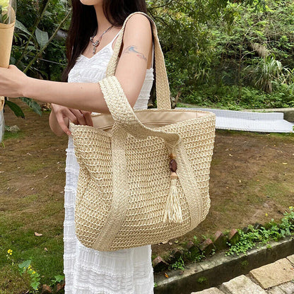 Weave Tote Summer Handbag Bohemian Shoulder Bag Women Ladies Travel Bag