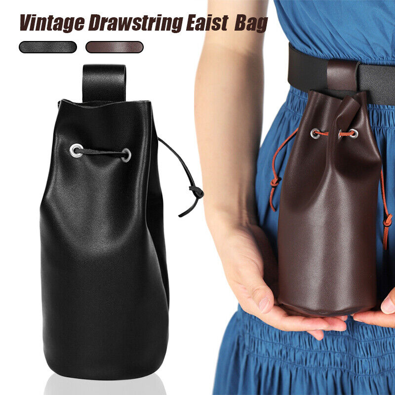 Medieval Coin Pouch Bag Waist Belt Costumes PU Leather Drawstring Purse