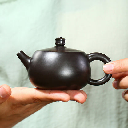 Chinese Yixing Zisha Pottery Teapot Tea Pot Black Zhu Clay Master Pot Marked Pot