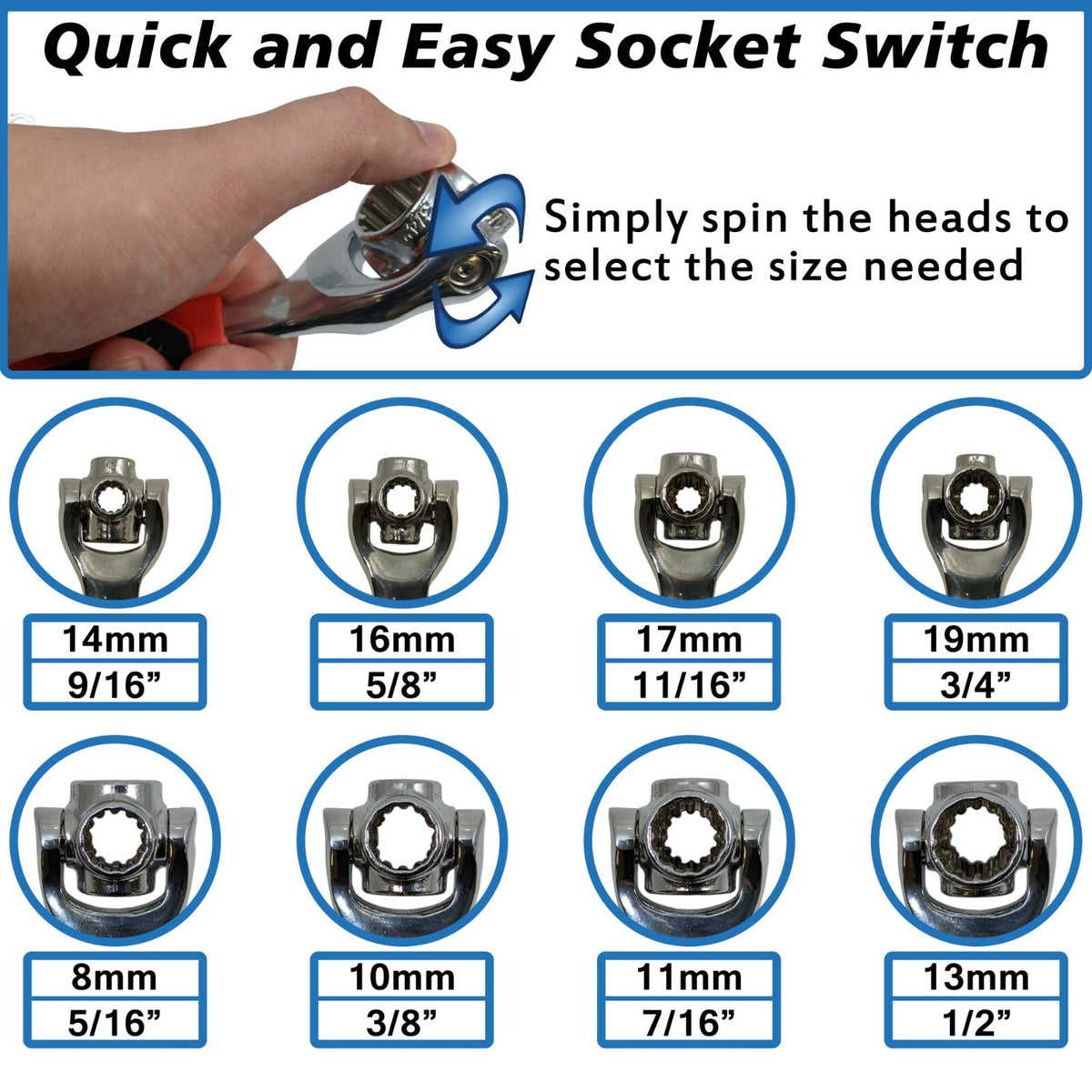 Universal Socket Wrench 48-in-1 for Spline, 6 Point, 12 Point, Torx, and Square
