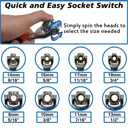 Universal Socket Wrench 48-in-1 for Spline, 6 Point, 12 Point, Torx, and Square