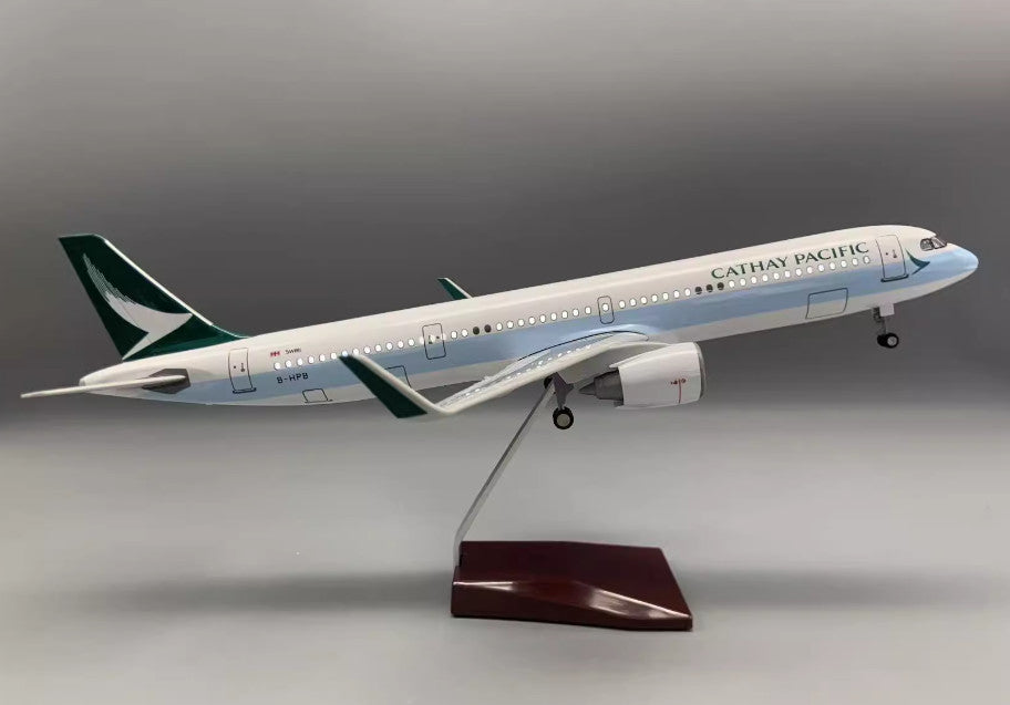 47CM 1:95 CATHAY PACIFIC AIRBUS A321NEO Airplane Led Sound Light Resin Model