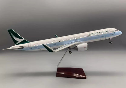 47CM 1:95 CATHAY PACIFIC AIRBUS A321NEO Airplane Led Sound Light Resin Model