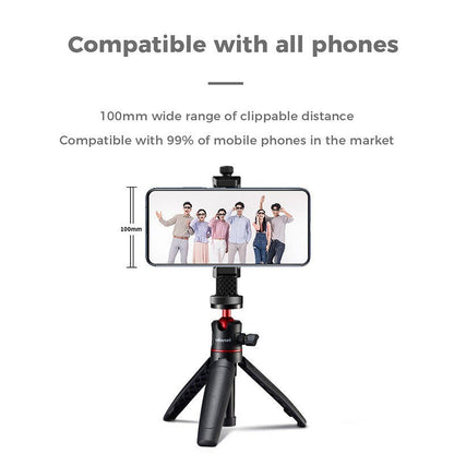 360° Adjustable 55-100mm Width Phone Stand Clip Holder With 1/4 Screw Cold Shoe