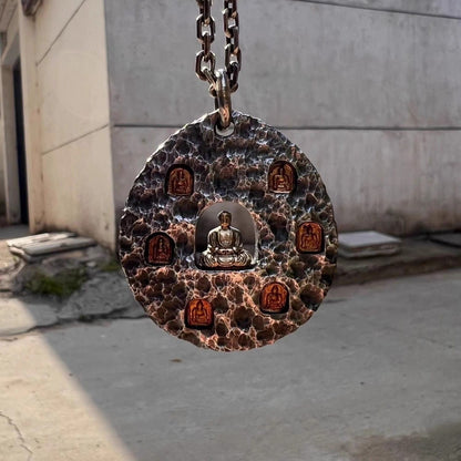 Longmen Grottoes Pendant Hand Forged Buddha Silver Cake (No Chain)