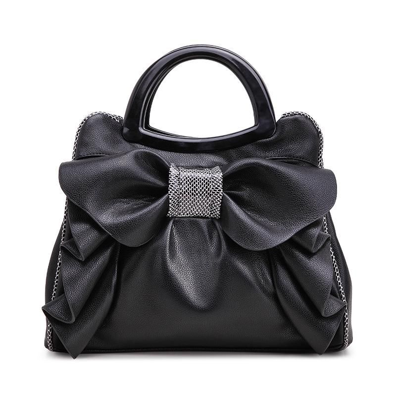 Bowknot Handbags Synthetic Leather Shoulder Messenger Bag Sweet Totes 34*15*26CM
