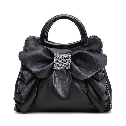 Bowknot Handbags Synthetic Leather Shoulder Messenger Bag Sweet Totes 34*15*26CM