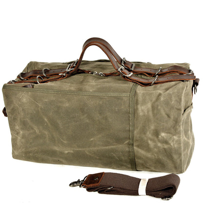Vintage Water Resistant Wax Canvas Duffel Travel Overnight Weekend Gym Carry Bag