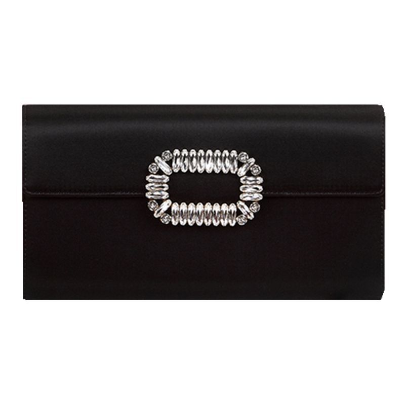 Women Black Evening Clutch Party Diamonds Shoulder Chain Purse Handbags Silk 1PC
