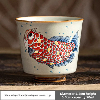 70ml Ceramic Arowana Tea Cup Home Master Cup Tea Tasting Cup Kung Fu Tea Set