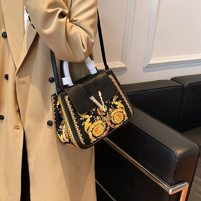 Synthetic Crossbody Bag Handbag Shoulder Purse 23*27*13 CM Shell Black/Golden