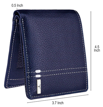 New Blue/White Bi-Fold Leather Men's Wallet RFID Protection Gift Item