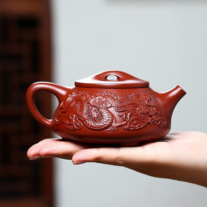 230ml Yixing Purple Clay Dragon Carving Pattern Teapot Kettle Kung Fu Tea Set