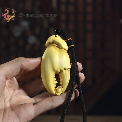 2“ Hand Carved Boxwood Netsuke : Funny Wealthy Crab Claw