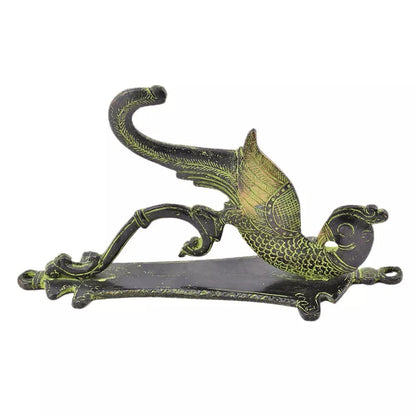 Set of 2 Antique Look Green Patina Brass Indian Peacock Door Handles