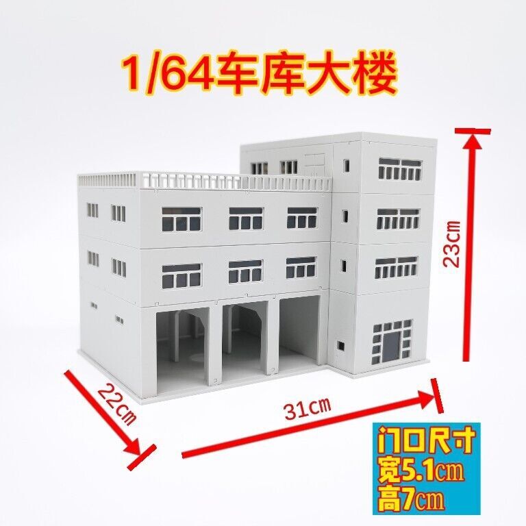 1:64 Diorama Models Scenery for Model Cars 3-Stall Truck Garage / Engine House