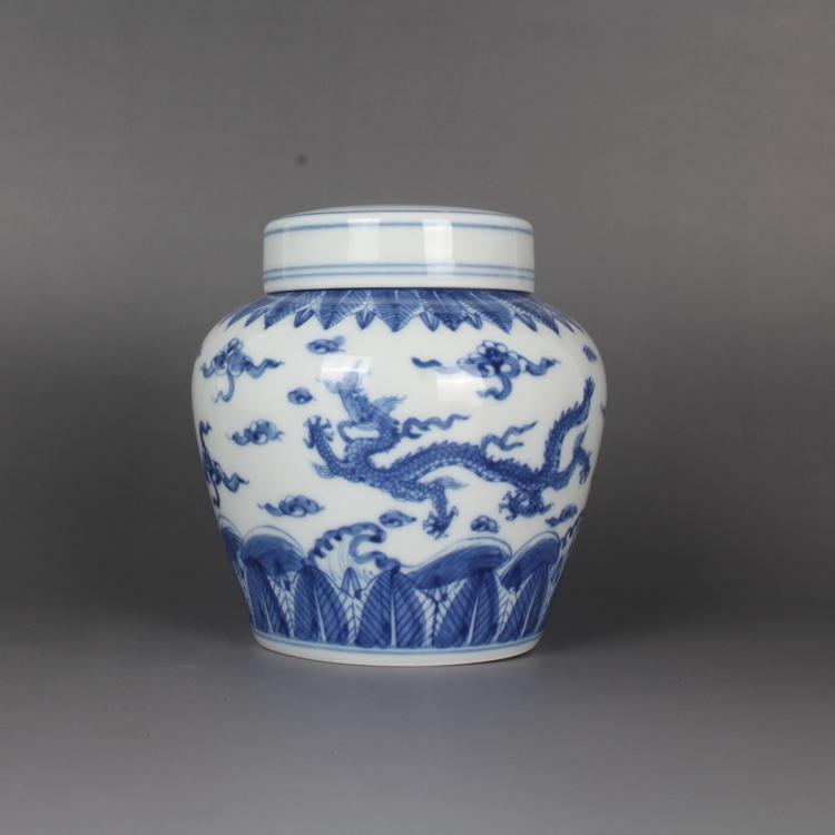 4.1" China Jingdezhen Blue and White Porcelain Animal Cloud-dragon Tea Leaf Pot