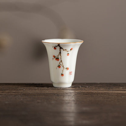 Ceramic Tea Cup Handpainted Chinese Kungfu Cup Scent Cup Floral Designing 45ml