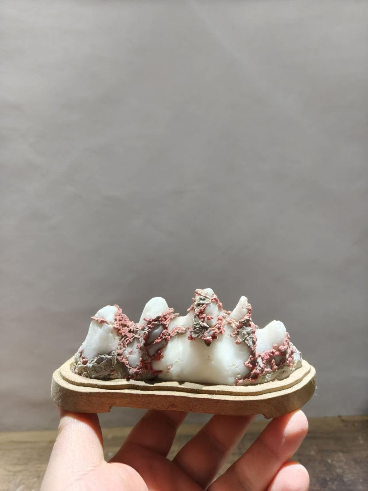 Natural Lingbi Stone Bailing White Mountain Stone Bonsai Suiseki Home Design