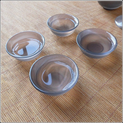 Natural Hand Carved Gray Agate Cup Jade Cup Bowl Diameter about 5.0cm 1.98in