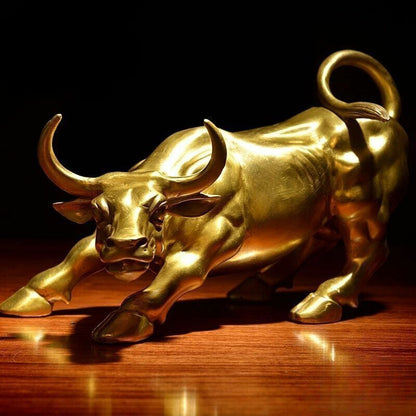 4.7inch Big Wall Street Bronze Fierce Bull Statue Brass Ornament