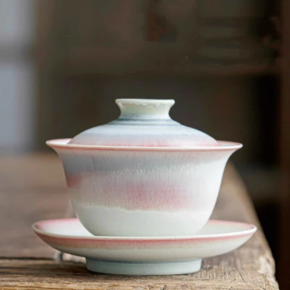 Kiln Change Pink For Tea Chinese Jingdezhen Tureen Teaware Set Tea Bowl Tea Cups