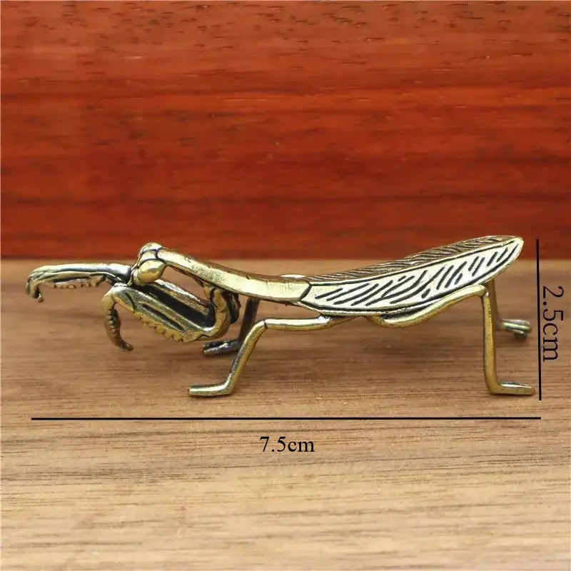 7.5cm Brass Mantis Ornament Figurines Decorations Tea Pet Feng Shui Collectible
