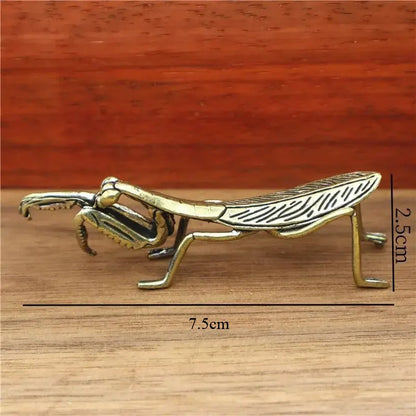 7.5cm Brass Mantis Ornament Figurines Decorations Tea Pet Feng Shui Collectible