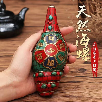 15cm Buddhism Nepal Dharma-sankha Tibetan Artifact Blow Musical Instrument