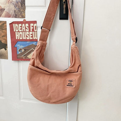 Canvas Textile Big Soft Slouchy Shoulder Bag Grunge Fabric Crossbody Bags Purse
