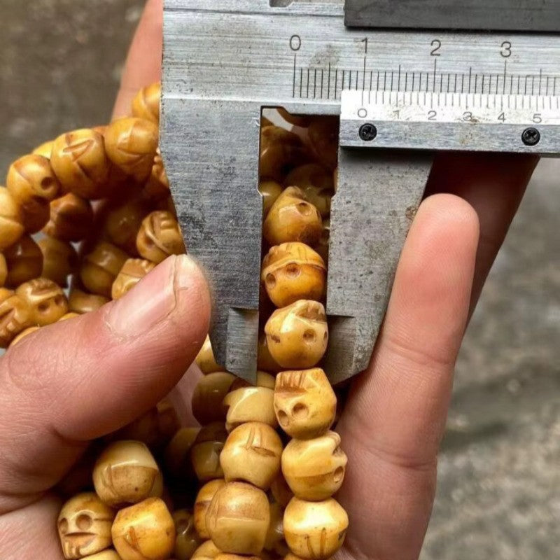Vintage 108 Bead Buddhism Tibetan Yak Bone Skull Meditation Prayer Mala Necklace