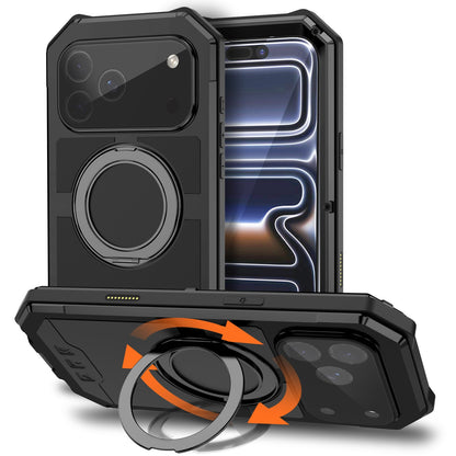 For 17 Pro Max Armor Design Magnetic Anti-Fall Metal Mobile Phone Case Bracket