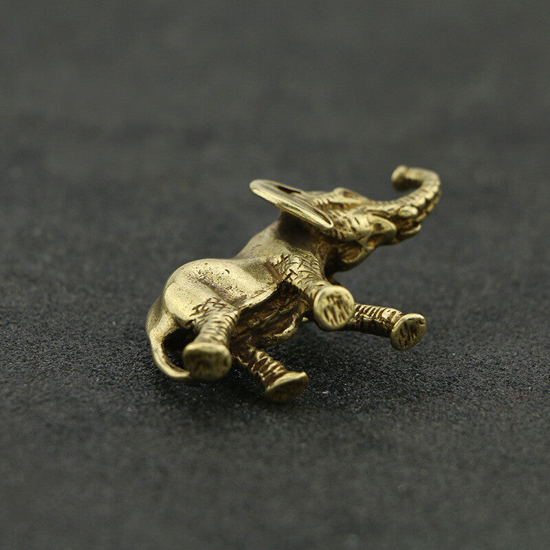 5cm Chinese Antique Copper Elephant Statue Tea Pet Ornaments Desktop Decorate