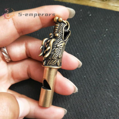 Exquisite Chinese bronze Hand Carved Dragon statue Loud Whistle