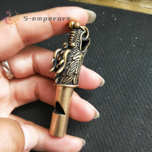 Exquisite Chinese bronze Hand Carved Dragon statue Loud Whistle