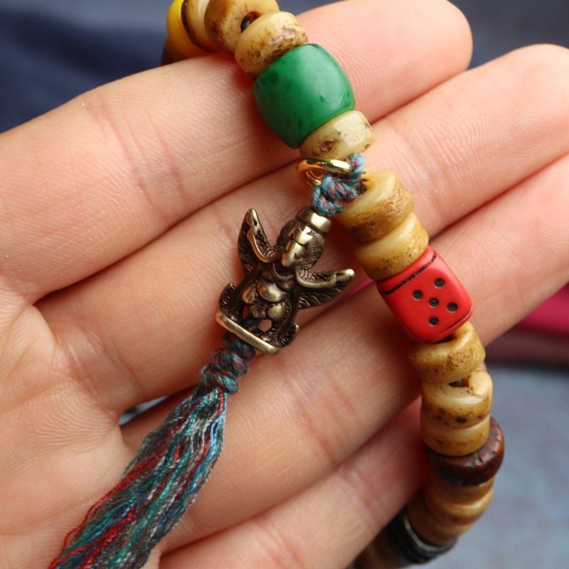 Tibetan Lima Brass Garuda Accessory 0.63in Tassel Mala Side Pendant Decor