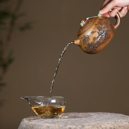 Xishi Pot Real Yixing Zisha Duan Clay Hand Carved Master Pot 9 Infuser Holes New