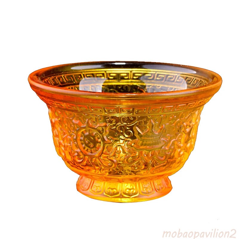 Buddhist Temple Tantric Eight Auspicious Glass for Bowls of Water Ornaments