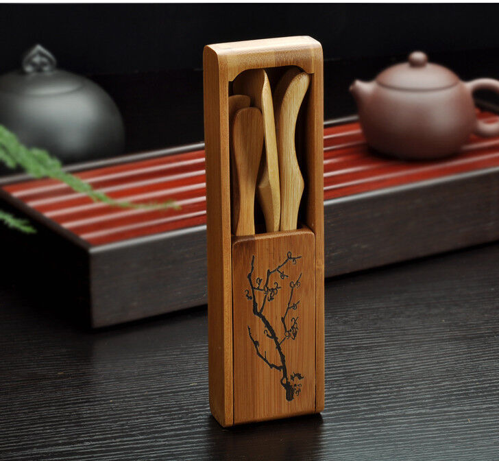 Bamboo Kung Fu Tea Set Tea Spoon Clamp Needle 120 Degrees Tool Box Tea Infusers