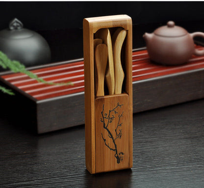 Bamboo Kung Fu Tea Set Tea Spoon Clamp Needle 120 Degrees Tool Box Tea Infusers