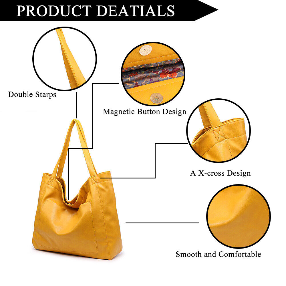 Soft Leather Women's Tote Bag, Large Capacity Handbag Shoulder Bags