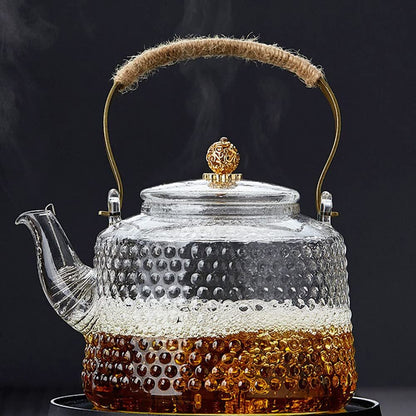 1400ml Creativity Glass Kettle Teapot Heat Resistant Handle Pot Kung Fu Tea Set